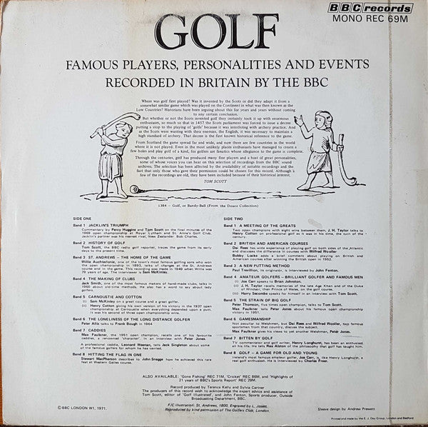 Various : Golf Famous Players, Personalities And Events (LP, Mono)