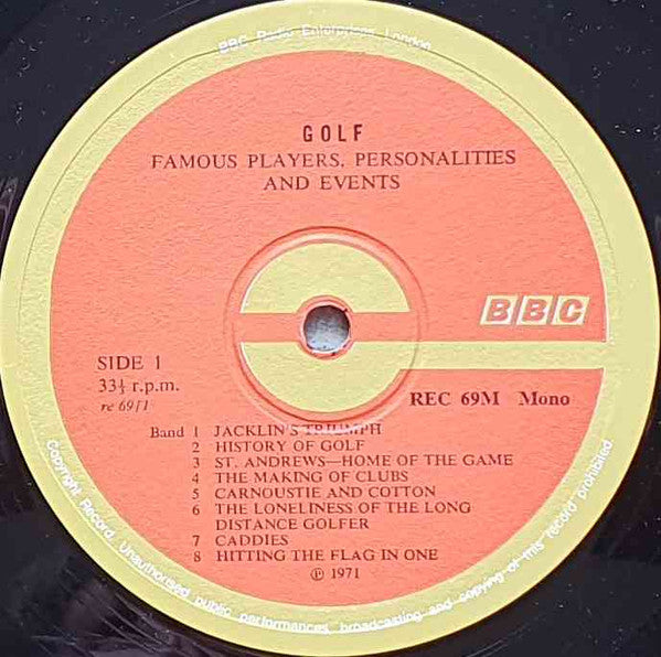 Various : Golf Famous Players, Personalities And Events (LP, Mono)