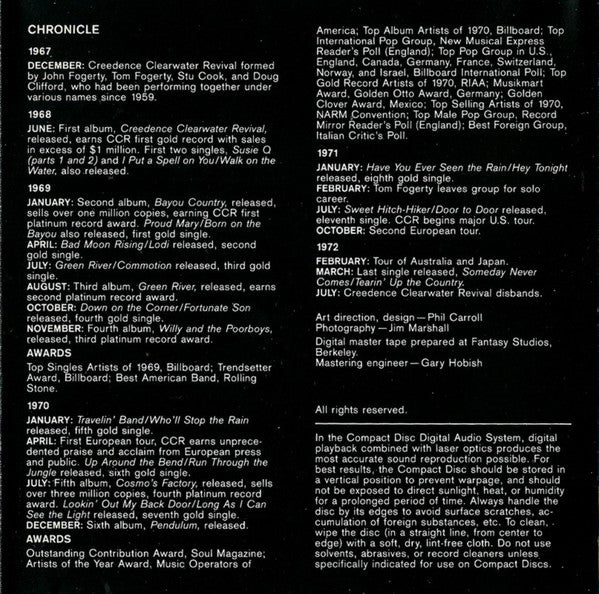 Creedence Clearwater Revival Featuring John Fogerty : Chronicle - The 20 Greatest Hits (CD, Comp, RE)