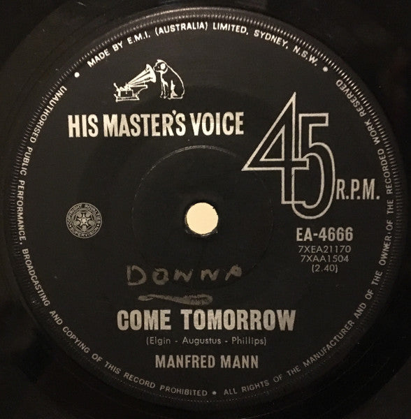 Manfred Mann : Come Tomorrow (7", Single)