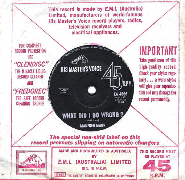 Manfred Mann : Come Tomorrow (7", Single)