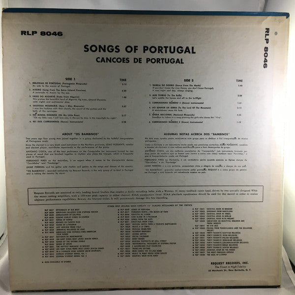 Os Bambinos : Songs Of Portugal (LP, Album)