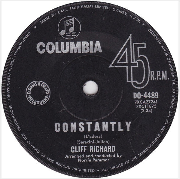 Cliff Richard : Constantly (L'Edera) (7", Single)