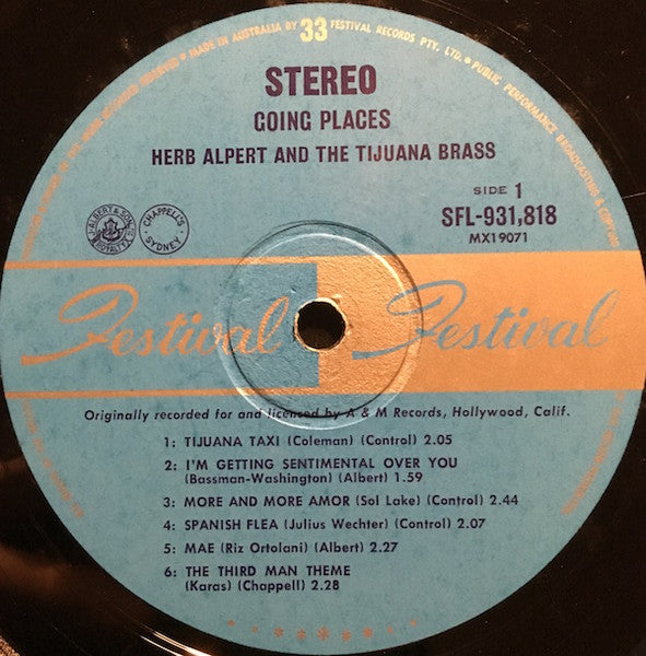 Herb Alpert And The Tijuana Brass* : !!Going Places!! (LP, Album)