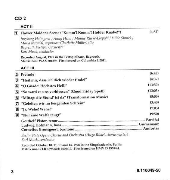 Richard Wagner - Karl Muck : Parsifal  (The Complete Karl Muck Parsifal Recordings, 1927-8) (2xCD, Comp)