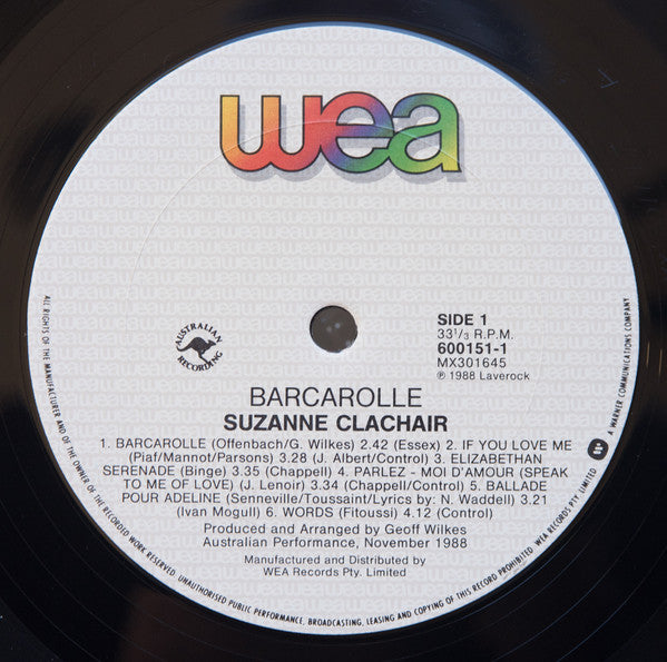 Suzanne Clachair : Barcarolle (LP, Album)