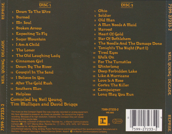 Neil Young : Decade (2xCD, Album, Comp, RE)