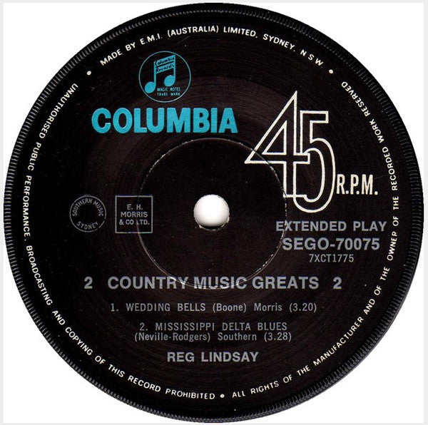 Reg Lindsay : Country Music Greats (7", EP)