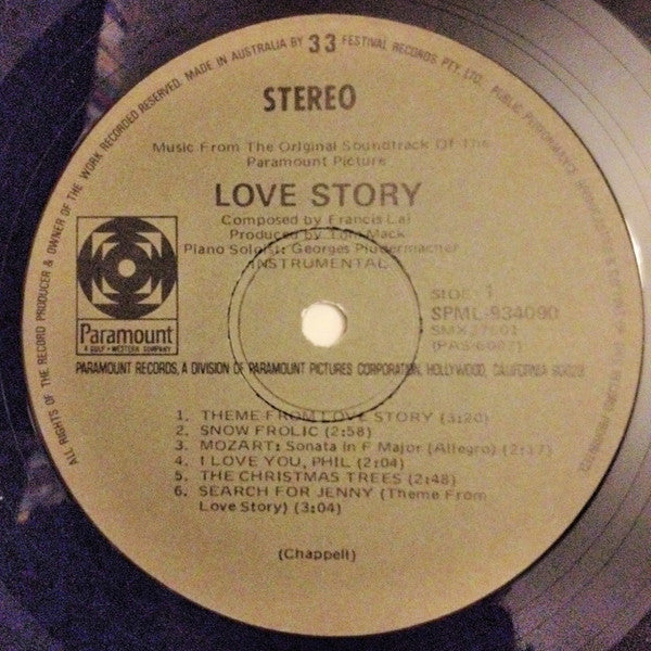 Francis Lai : Love Story - Music From The Original Soundtrack Of The Paramount Picture (LP, Album)
