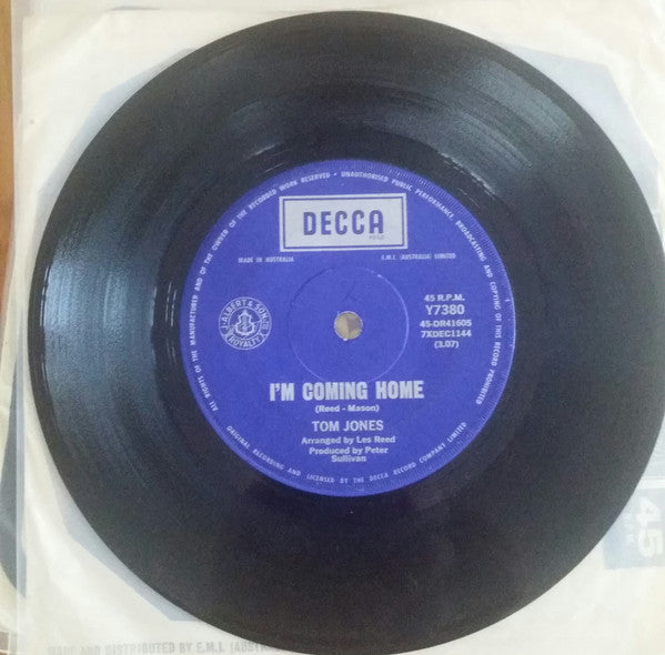Tom Jones : I'm Coming Home (7", Single)
