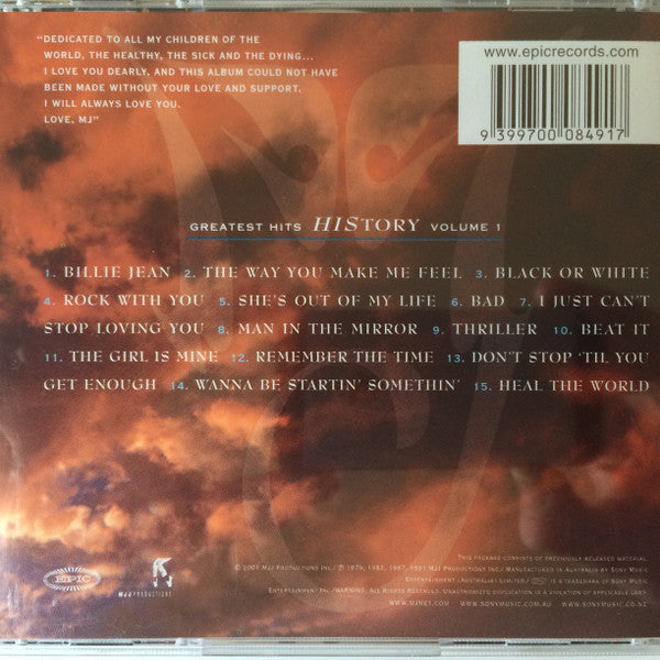 Michael Jackson : Greatest Hits History Volume 1 (CD, Comp)