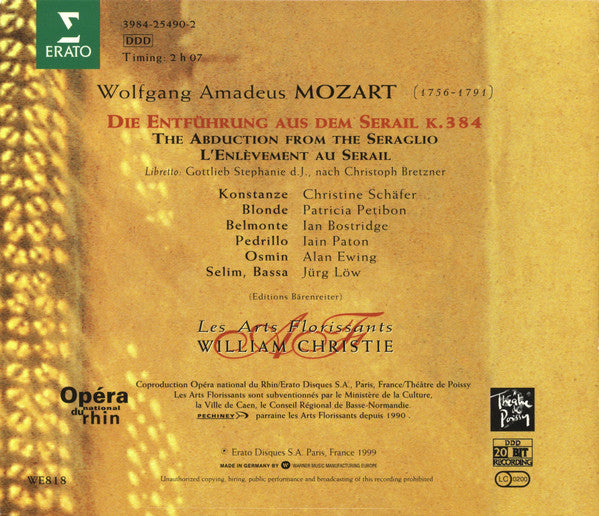 Mozart* –  Schäfer* • Petibon* • Bostridge* • Paton* • Ewing* • Löw*, Les Arts Florissants, William Christie : Die Entführung Aus Dem Serail  (2xCD, Album + Box)