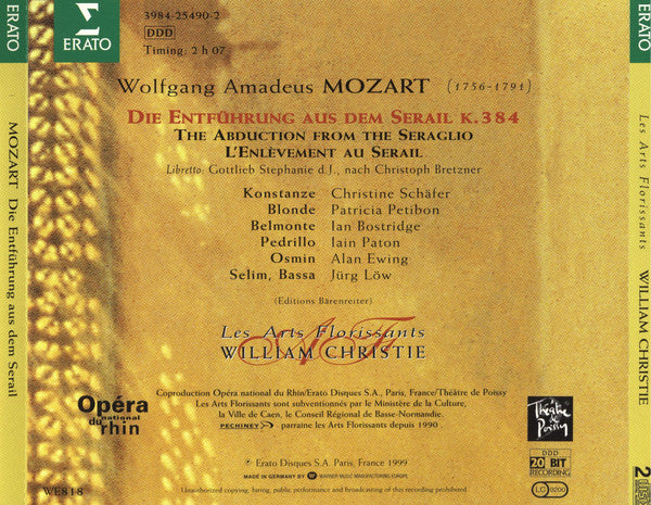 Mozart* –  Schäfer* • Petibon* • Bostridge* • Paton* • Ewing* • Löw*, Les Arts Florissants, William Christie : Die Entführung Aus Dem Serail  (2xCD, Album + Box)