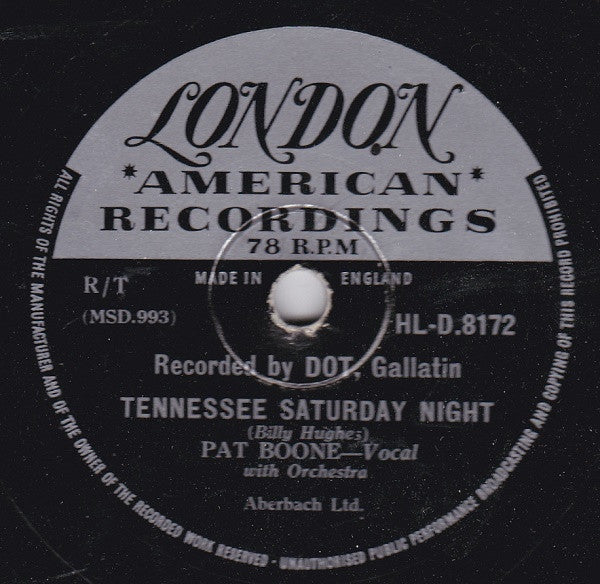 Pat Boone : Ain't That A Shame / Tennessee Saturday Night (Shellac, 10")