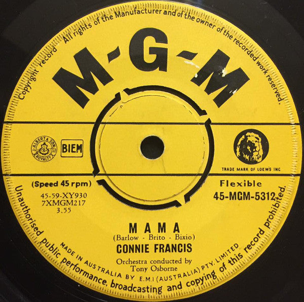 Connie Francis : Mama (7", Single)