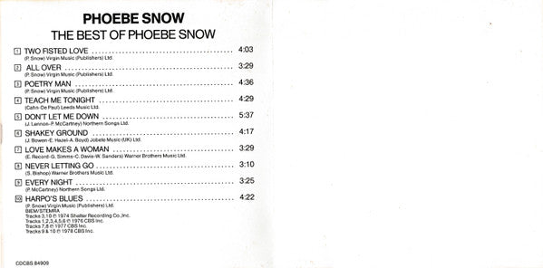 Phoebe Snow : The Best Of Phoebe Snow (CD, Comp)