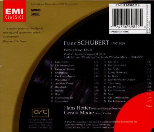 Schubert* – Hans Hotter, Gerald Moore : Winterreise (CD, Album, Mono, RM)