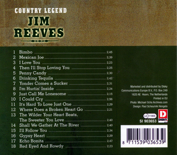 Jim Reeves : Country Legend (CD, Album, Comp)