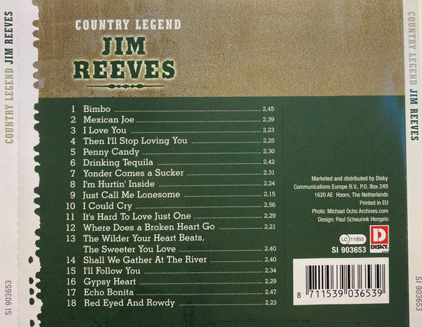 Jim Reeves : Country Legend (CD, Album, Comp)