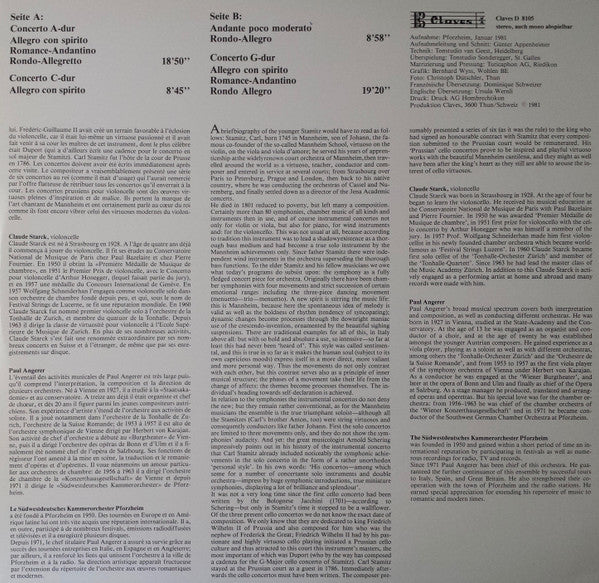 Carl Stamitz, Claude Starck, Südwestdeutsches Kammerorchester, Paul Angerer : Cellokonzerte (LP, Gat)
