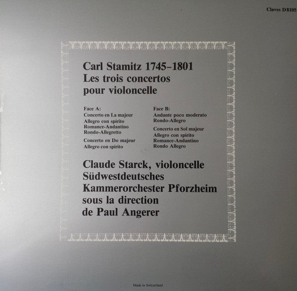 Carl Stamitz, Claude Starck, Südwestdeutsches Kammerorchester, Paul Angerer : Cellokonzerte (LP, Gat)
