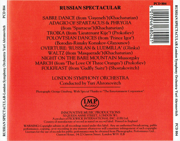 London Symphony Orchestra, Yuri Ahronovitch : Russian Spectacular (CD)