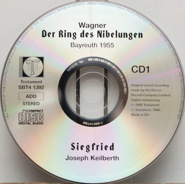 Richard Wagner, Joseph Keilberth, Wolfgang Windgassen, Hans Hotter, Paul Kuen, Astrid Varnay : Siegfried - Recorded Live At The 1955 Bayreuth Festival - First Ever Release (4xCD, RM)