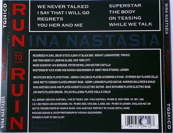 Nina Nastasia : Run To Ruin (CD, Album)