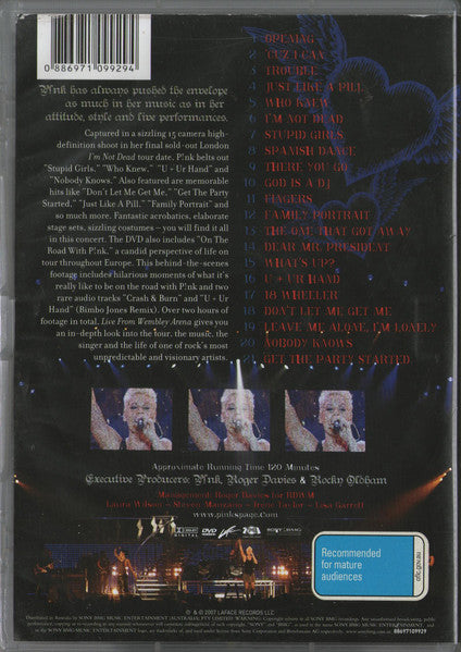 P!nk : Live From Wembley Arena London, England (DVD-V, PAL)