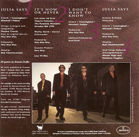 Wet Wet Wet : Julia Says (CD, Single)