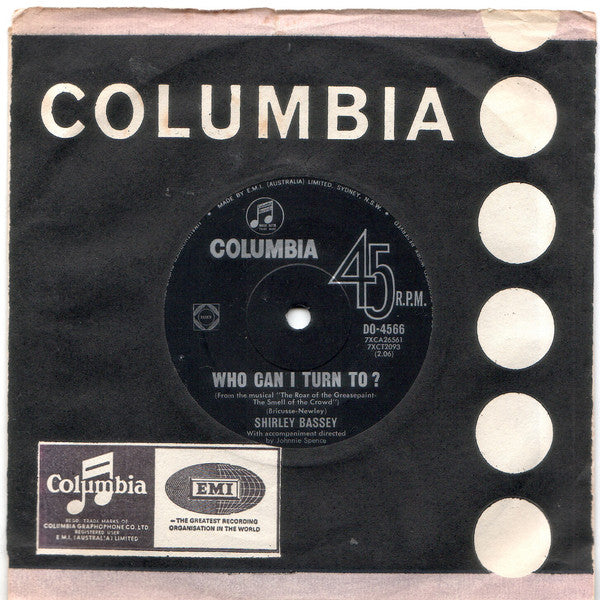 Shirley Bassey : Who Can I Turn To? (7", Single)