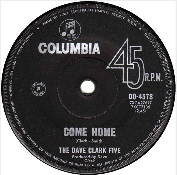 The Dave Clark Five : Come Home (7", Single)