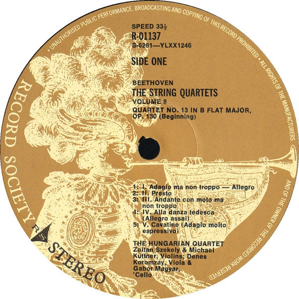 Ludwig van Beethoven, The Hungarian Quartet : The String Quartets, Vol. 8 (The Late Quartets): Quartet No. 13 In B Flat Major, Op. 130; Grosse Fuge In B Flat Major, Op.133 (LP, Album, Club, RE)
