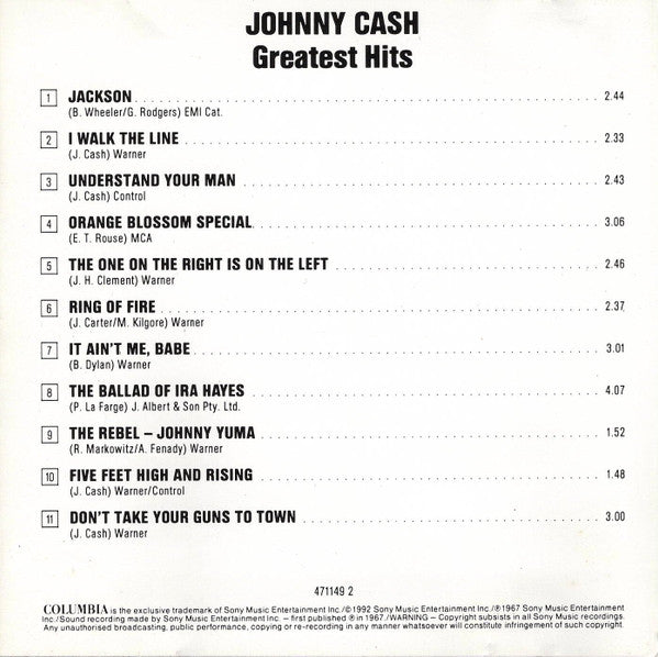 Johnny Cash : Greatest Hits  (CD, Comp, RE)