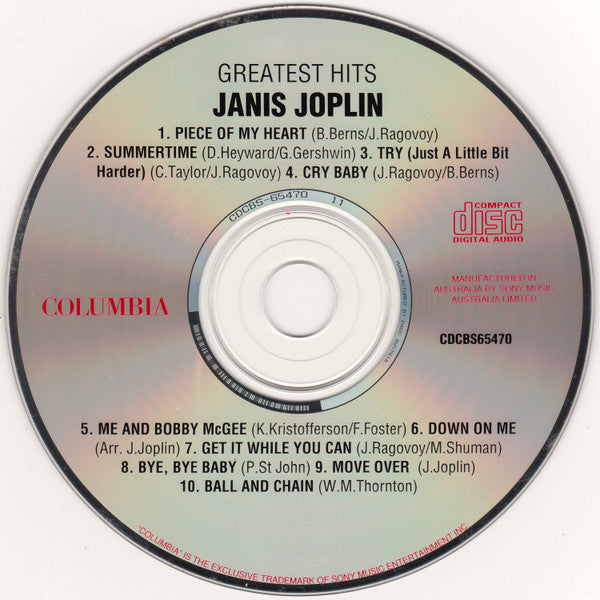 Janis Joplin : Janis Joplin's Greatest Hits (CD, Comp, RE)