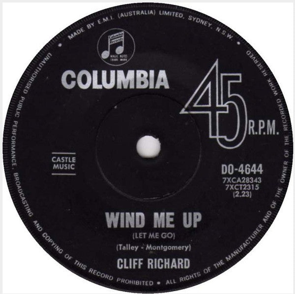 Cliff Richard : Wind Me Up (Let Me Go) (7", Single)