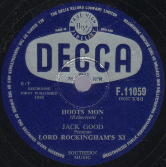 Lord Rockingham's XI : Hoots Mon / Blue Train (Shellac, 10")