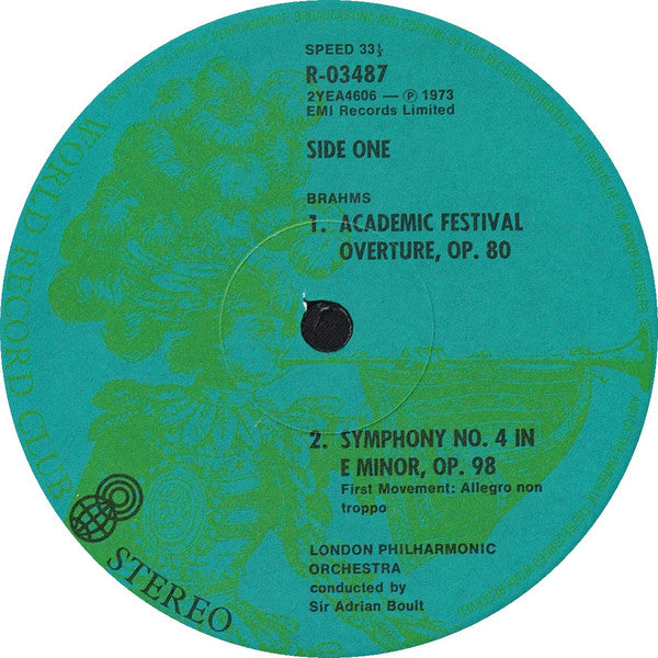 Brahms* : Symphony No. 4 in E Minor, Op. 98 / Academic Festival Overture, Op. 80 (LP, Album, Club, RE)