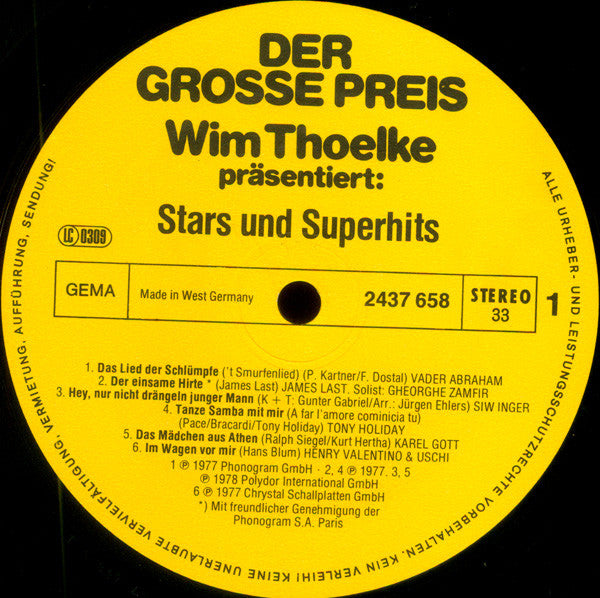 Various : Der Grosse Preis - Wim Thoelke Präsentiert: Stars & Superhits (LP, Comp)