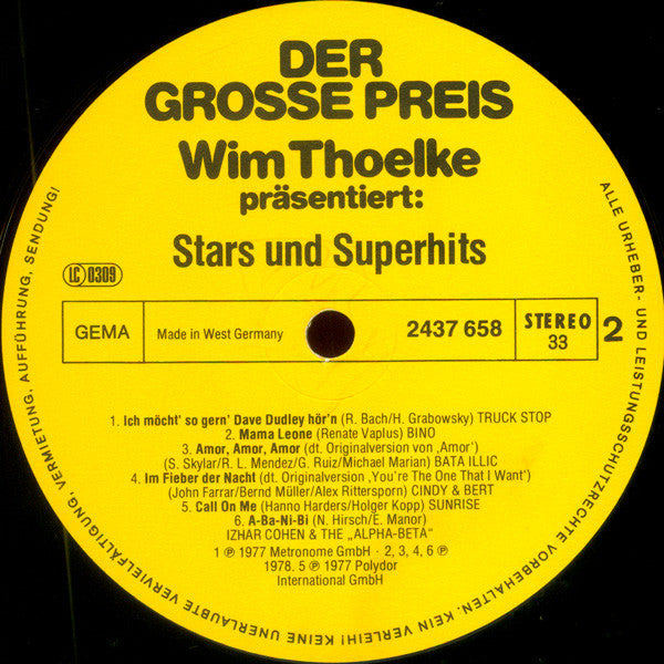 Various : Der Grosse Preis - Wim Thoelke Präsentiert: Stars & Superhits (LP, Comp)