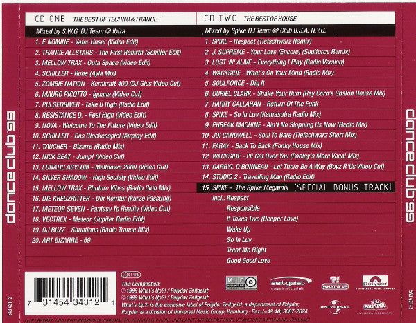 Various : Dance Club '99 - The Best Of Techno, Trance And House (2xCD, Comp, Mixed)