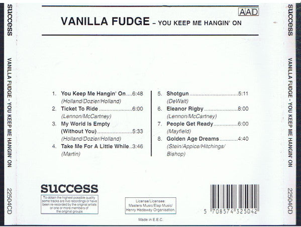 Vanilla Fudge : You Keep Me Hangin' On (CD, Album, RE)