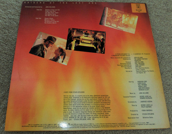 John Williams (4) : Raiders Of The Lost Ark (Original Motion Picture Soundtrack) (LP, Album)