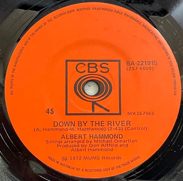 Albert Hammond : Down By The River (7", Single)