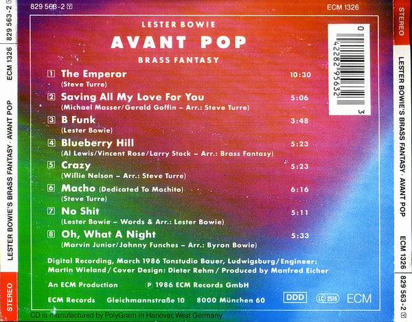 Lester Bowie Brass Fantasy* : Avant Pop (CD, Album)