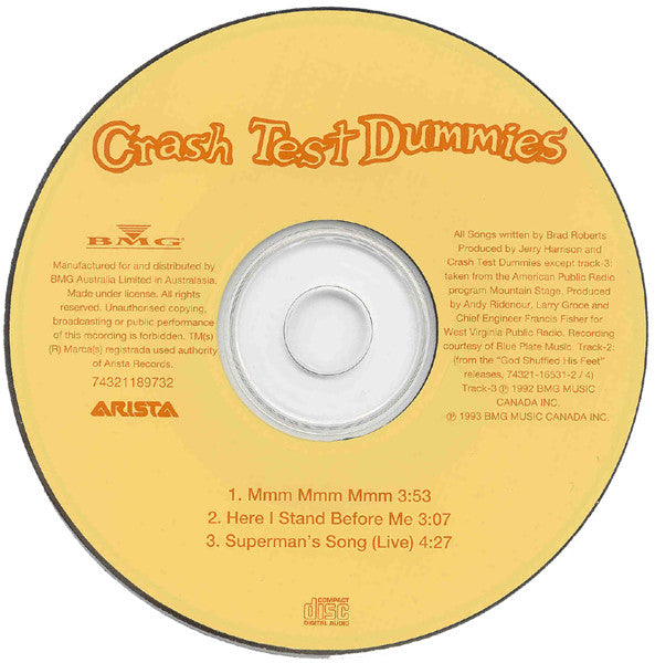 Crash Test Dummies : Mmm Mmm Mmm Mmm (CD, Maxi)