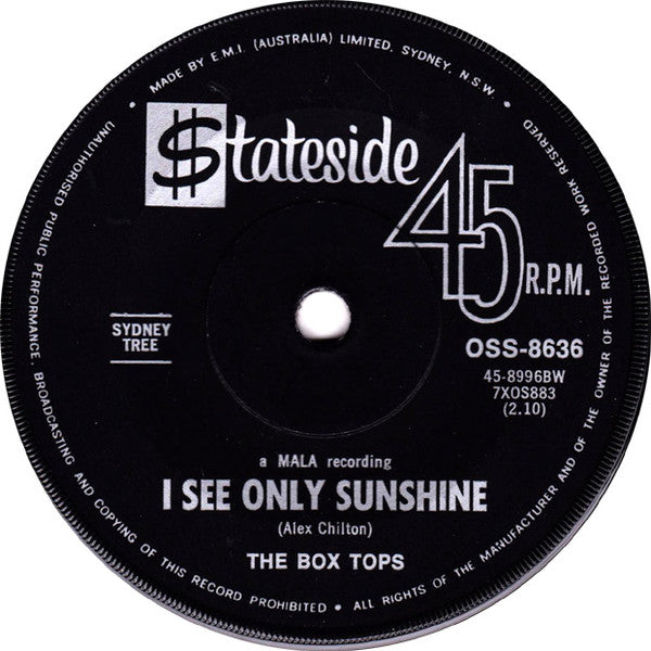 Box Tops : Sweet Cream Ladies / I See Only Sunshine (7", Single)