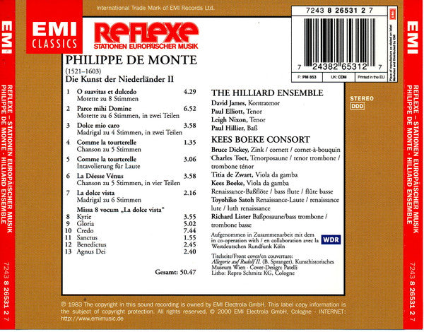 Philippe De Monte - The Hilliard Ensemble, Kees Boeke Consort : Die Kunst Der Niederländer II (CD, Album, RE)