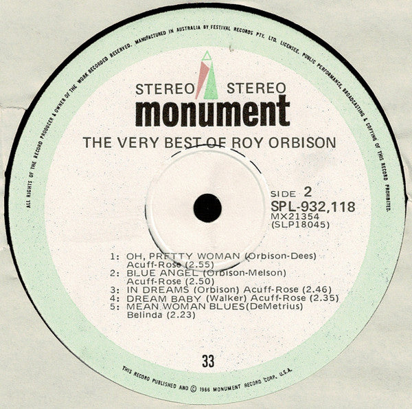 Roy Orbison : The Very Best Of Roy Orbison (LP, Comp)