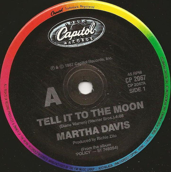 Martha Davis : Tell It To The Moon (7", Single)